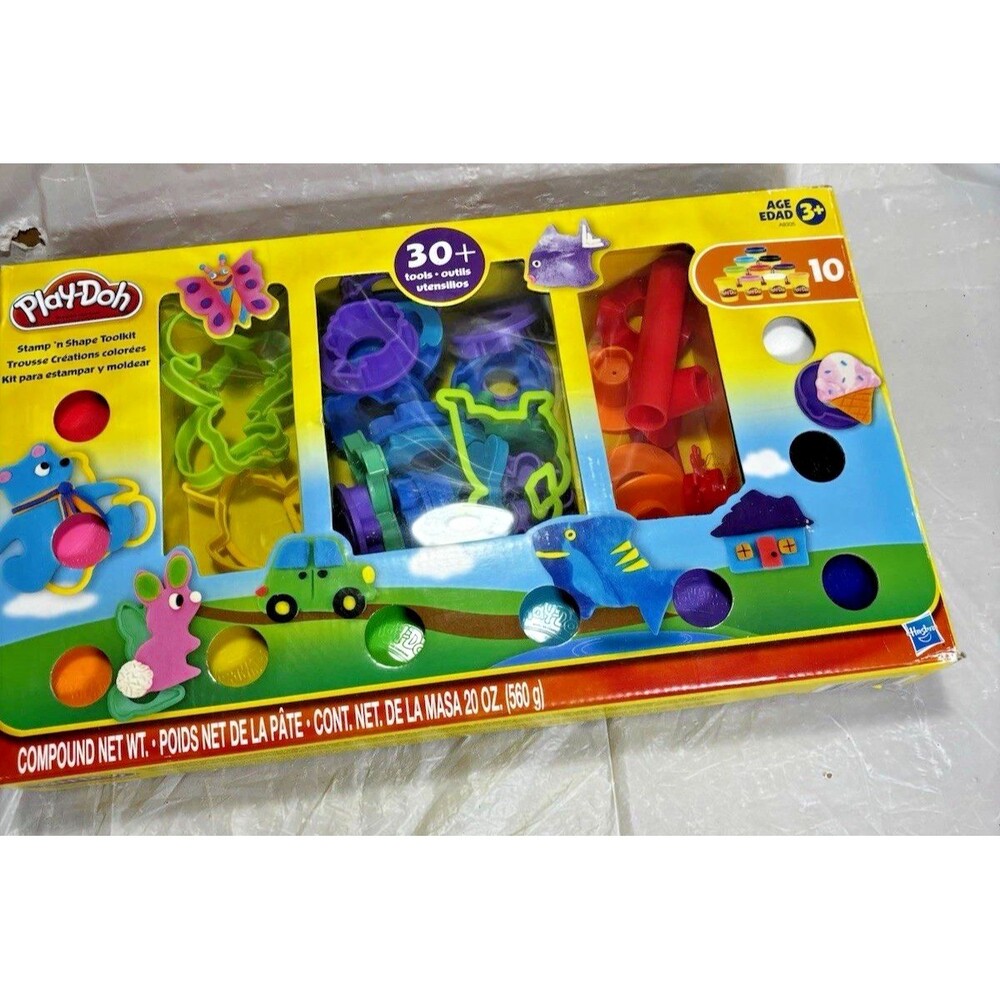 Play-Doh Stamp n Shape Toolkit 30+ Tools & 10 Colors Kids Shape Animal Craft Set - Picture 2 of 15